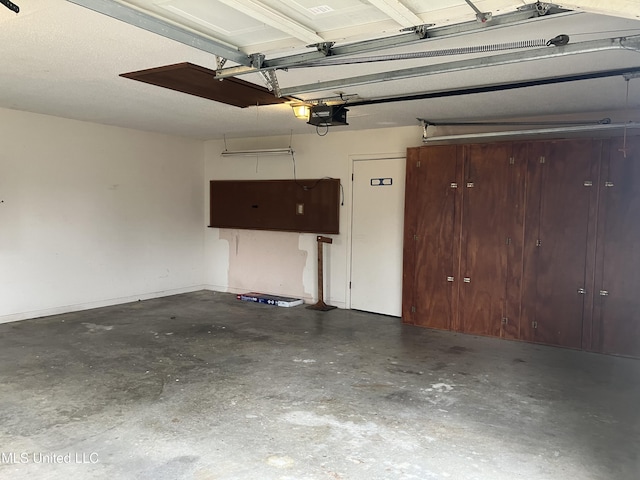 garage with a garage door opener