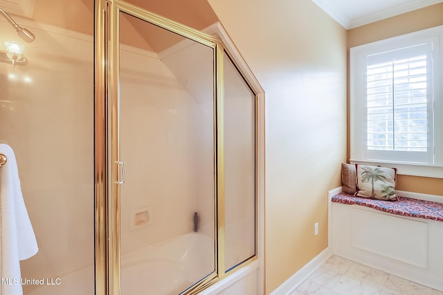 bathroom featuring ornamental molding