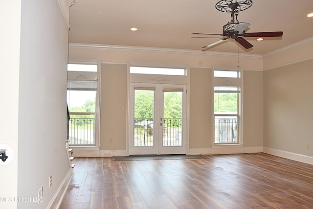 30 Oak Alley Ln, Long Beach, MS 39560 - spare room with ceiling fan, healthy amount of natural light, crown molding, hardwood / wood-style flooring, and recessed lighting