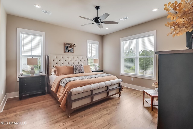 118 Sea Oaks Blvd, Long Beach, MS 39560 - bedroom featuring light wood-style flooring, recessed lighting, baseboards, and ceiling fan