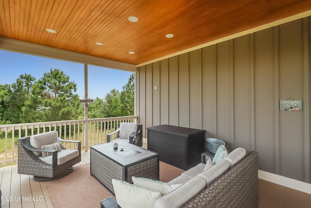 118 Sea Oaks Blvd, Long Beach, MS 39560 - wooden terrace with an outdoor hangout area and view of scattered trees