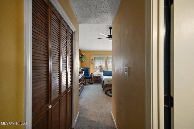 147 Lofty Pine Ln, Clinton, MS 39056 - hallway featuring a textured ceiling and carpet