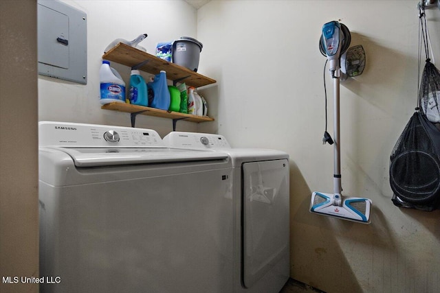 147 Lofty Pine Ln, Clinton, MS 39056 - washroom with washing machine and clothes dryer and electric panel