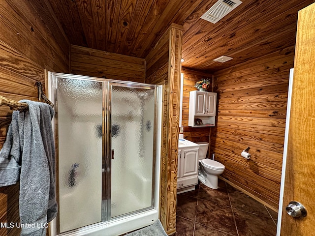 106 Crockrell Rd, Lexington, MS 39095 - bathroom with toilet, vanity, a shower with shower door, and wooden ceiling