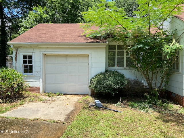 view of garage