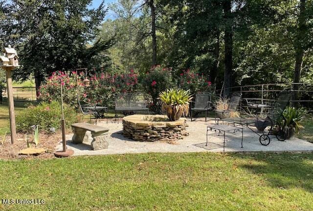 view of yard with a patio area and fence