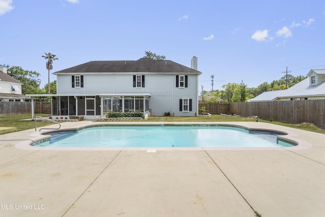 9000 Spring Ave, Ocean Springs, MS 39564 - view of pool with a fenced backyard, a fenced in pool, a patio, and a sunroom