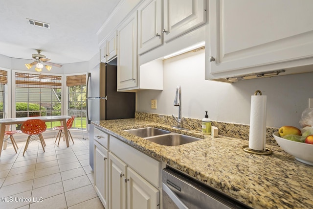 5348 Saratoga Dr, Jackson, MS 39211 - kitchen with a sink, white cabinets, and ceiling fan