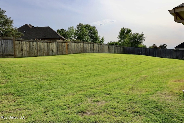 view of yard featuring a fenced backyard