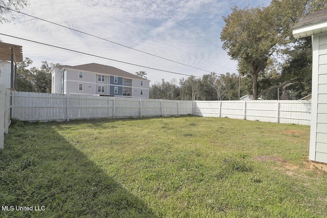 view of yard with a fenced backyard