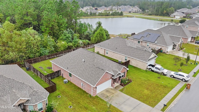 bird's eye view featuring a water view