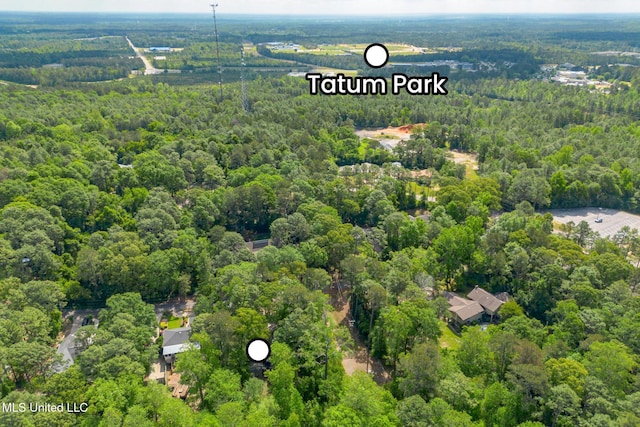 drone / aerial view with a forest view
