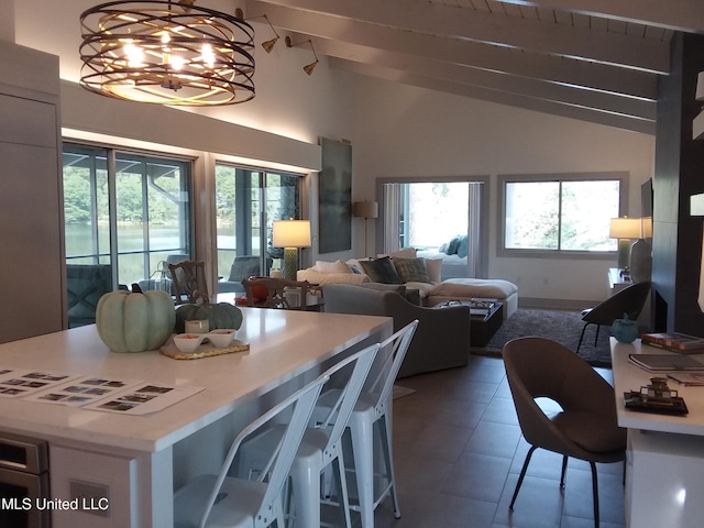 683B Cedar Hill Rd, Flora, MS 39071 - dining area featuring a chandelier and tile patterned flooring