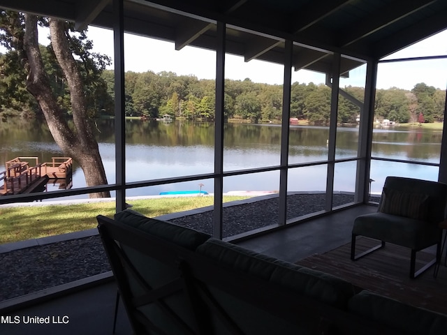 683B Cedar Hill Rd, Flora, MS 39071 - sunroom featuring a water view, a view of trees, and healthy amount of natural light
