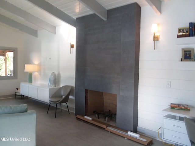 683B Cedar Hill Rd, Flora, MS 39071 - living room featuring beamed ceiling