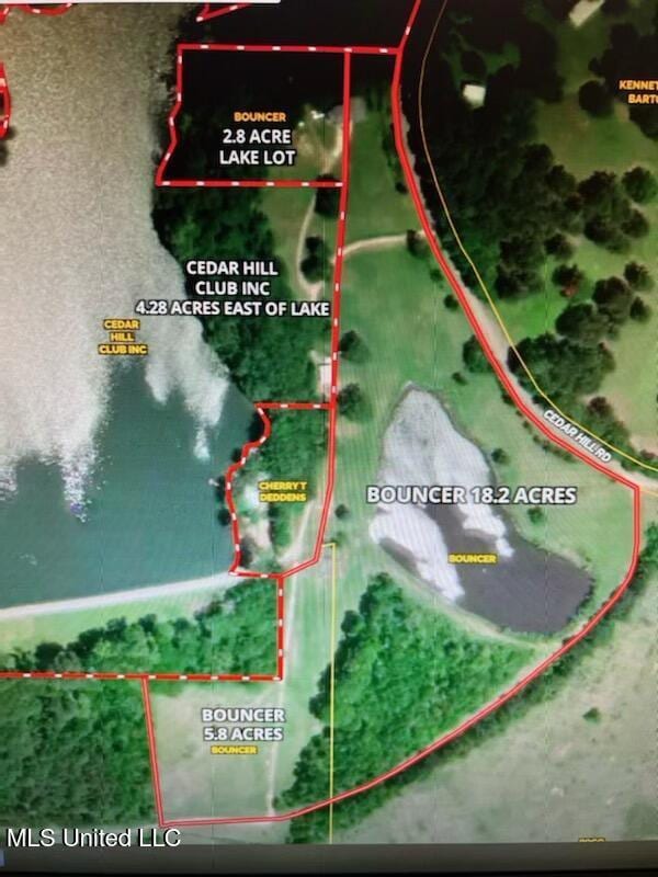683B Cedar Hill Rd, Flora, MS 39071 - aerial map of property and surrounding area with property parcel outlined