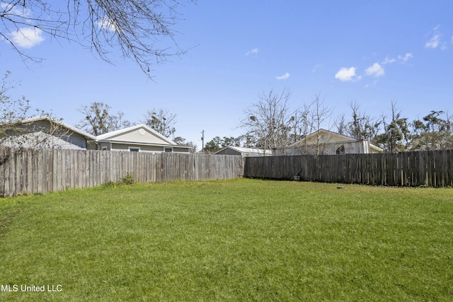 view of yard featuring a fenced backyard