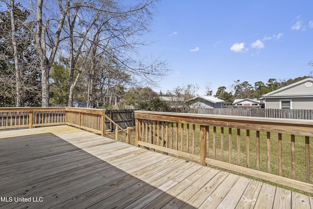 deck featuring fence private yard