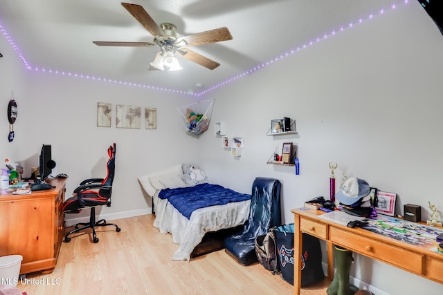 5421 Espy Ave, Long Beach, MS 39560 - bedroom featuring a desk, wood finished floors, and ceiling fan