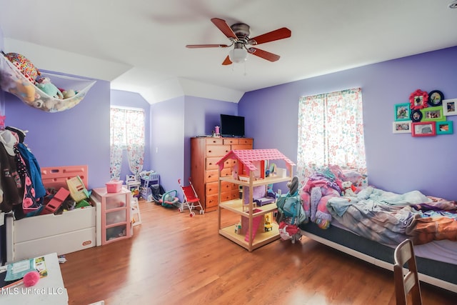 5421 Espy Ave, Long Beach, MS 39560 - bedroom with wood finished floors, a ceiling fan, and lofted ceiling