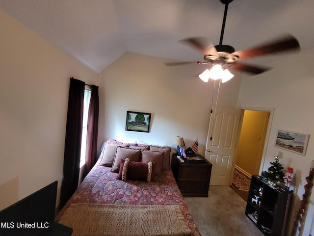 8475 Windersgate Dr, Olive Branch, MS 38654 - bedroom with lofted ceiling, carpet flooring, and ceiling fan