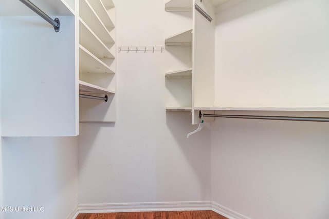 spacious closet featuring hardwood / wood-style flooring