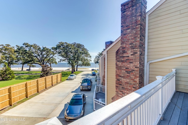 view of patio / terrace with a water view