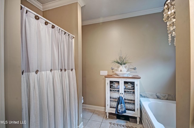 512 Sweetwater, Brandon, MS 39047 - full bath featuring a bath, toilet, baseboards, ornamental molding, and tile patterned flooring