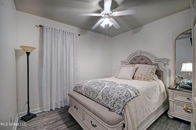 512 Sweetwater, Brandon, MS 39047 - bedroom with ceiling fan, baseboards, and dark wood finished floors