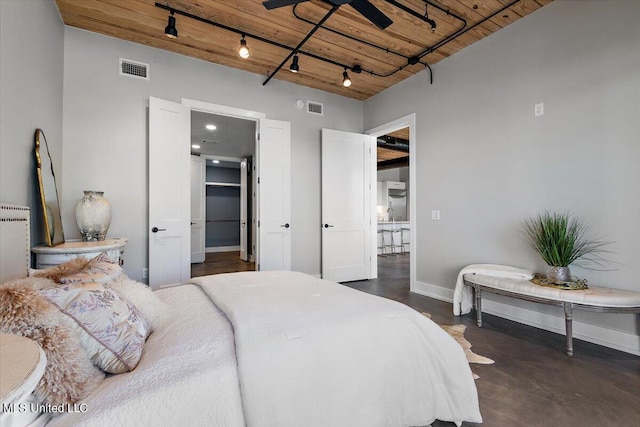 bedroom with wooden ceiling