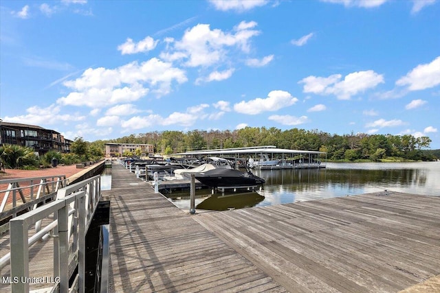 dock area featuring a water view