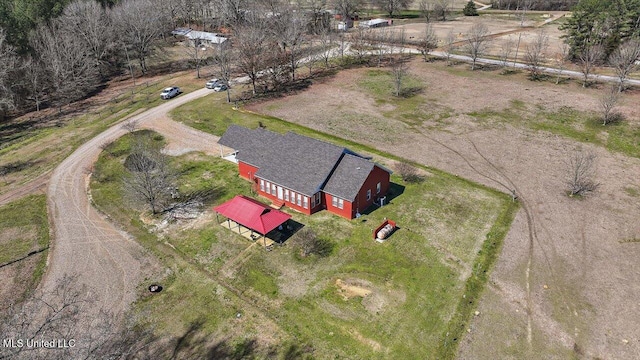 aerial view featuring a rural view