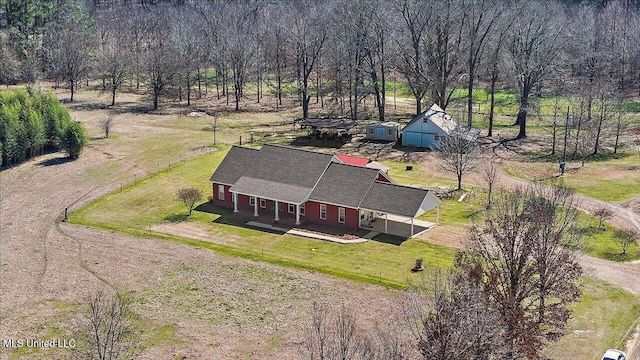 aerial view featuring a rural view