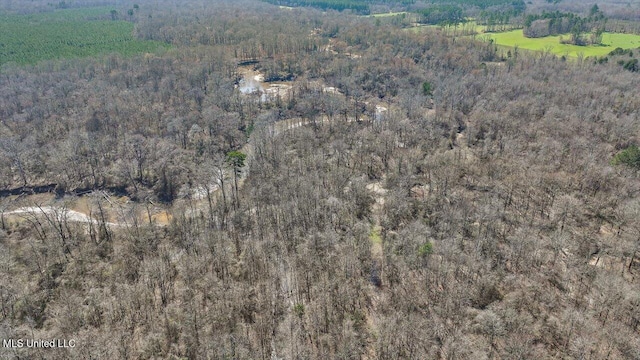 drone / aerial view with a forest view