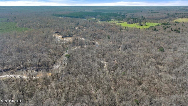 aerial view with a wooded view