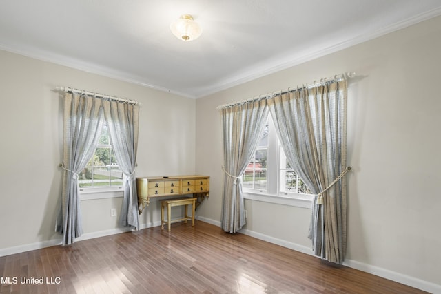 spare room featuring wood-type flooring and a wealth of natural light