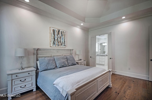 220 S Woodcreek Rd, Madison, MS 39110 - bedroom featuring dark wood finished floors, recessed lighting, and ensuite bath