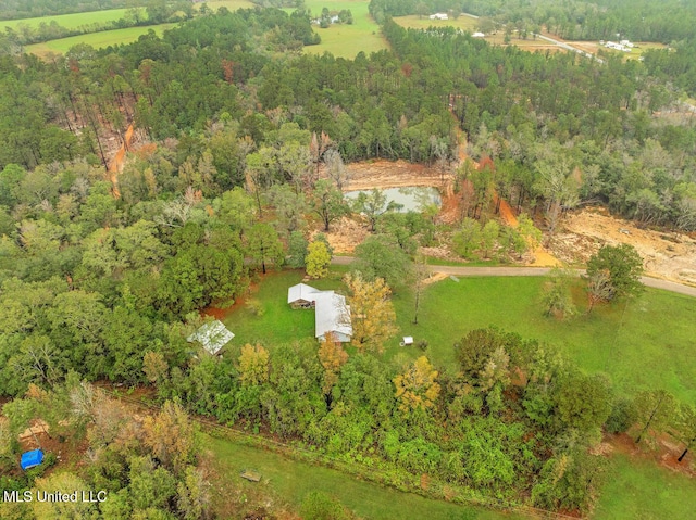 drone / aerial view featuring a rural view and a water view