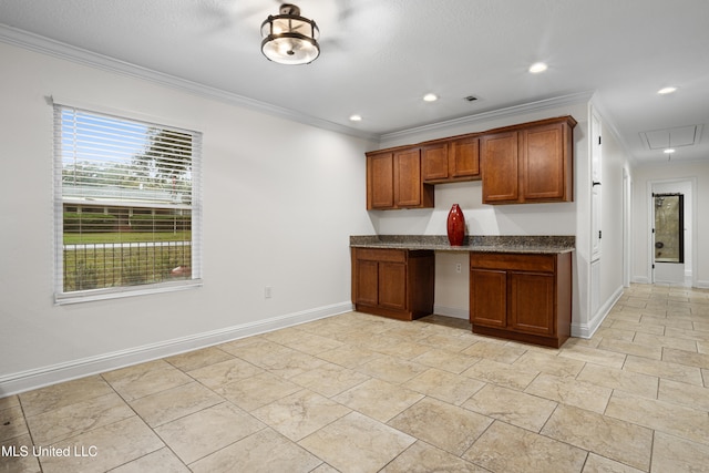 kitchen with ornamental molding