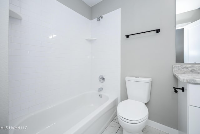 full bathroom with vanity, toilet, and shower / tub combination