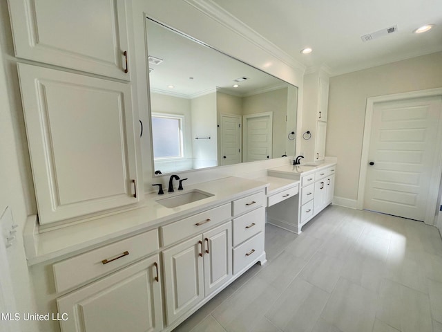 352 Wellstone Pl, Madison, MS 39110 - full bathroom featuring double vanity, crown molding, and recessed lighting