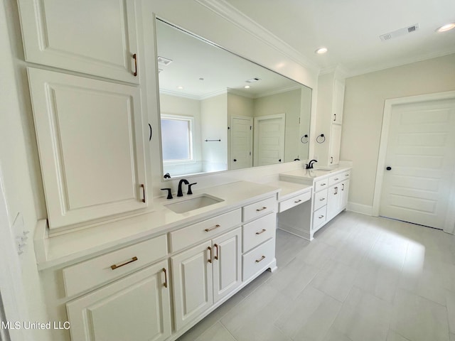352 Wellstone Pl, Madison, MS 39110 - bathroom with double vanity, crown molding, and recessed lighting