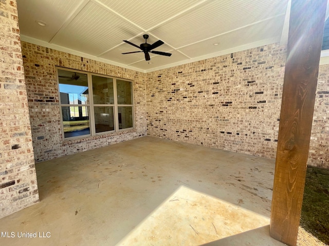 view of patio featuring ceiling fan