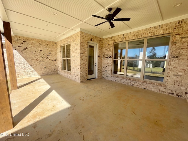 view of patio / terrace featuring ceiling fan