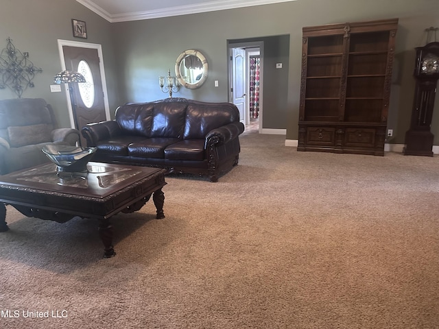 8101 Pecan Ridge Dr, Moss Point, MS 39562 - carpeted living area featuring ornamental molding and baseboards