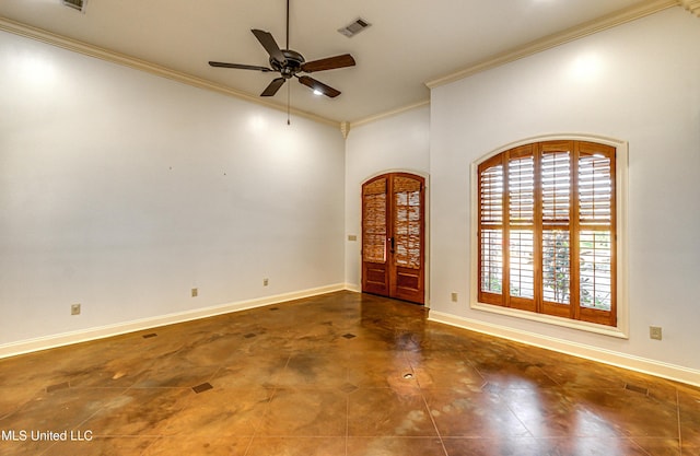 128 Amethyst Ln, Brandon, MS 39047 - foyer with healthy amount of natural light, ornamental molding, a ceiling fan, and baseboards