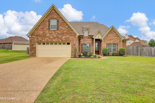 4813 Rosepetal Cv, Southaven, MS 38672 - view of front facade with concrete driveway, brick siding, fence, and a front lawn