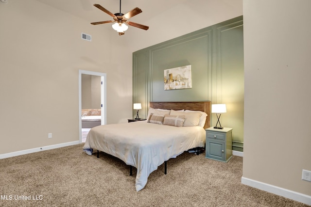 4813 Rosepetal Cv, Southaven, MS 38672 - bedroom with carpet flooring, baseboards, visible vents, and a towering ceiling