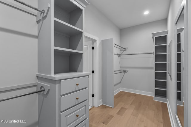 spacious closet featuring light wood finished floors