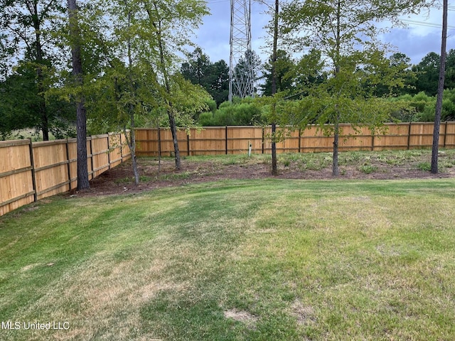 view of yard featuring a fenced backyard